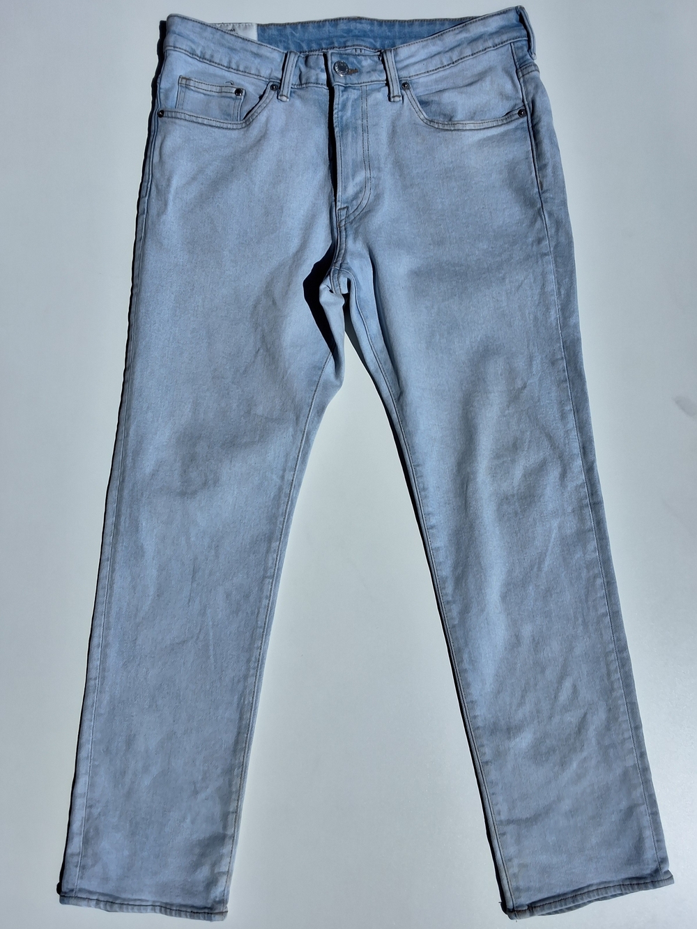 (34x32) H&M Men's Straight Regular Jeans In Light Denim Blue